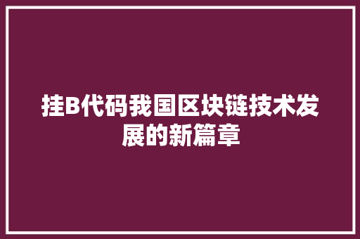挂B代码我国区块链技术发展的新篇章