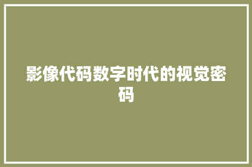 影像代码数字时代的视觉密码
