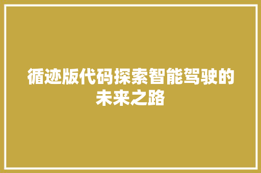循迹版代码探索智能驾驶的未来之路