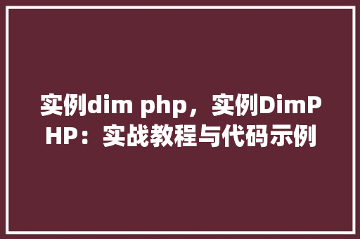 实例dim php，实例DimPHP：实战教程与代码示例