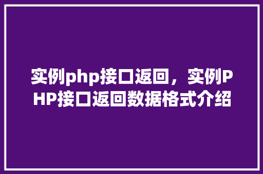 实例php接口返回，实例PHP接口返回数据格式介绍