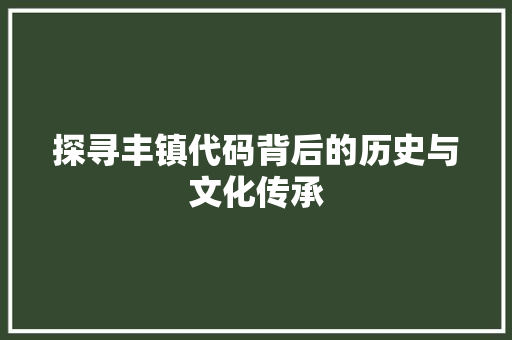探寻丰镇代码背后的历史与文化传承