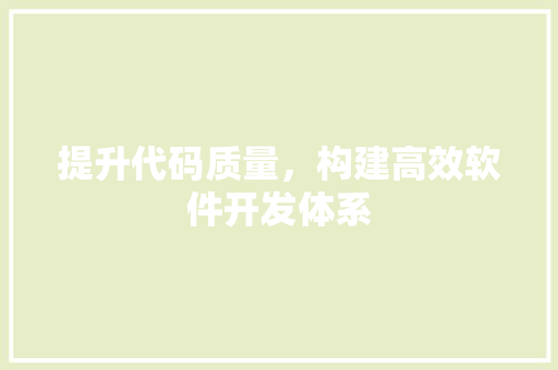 提升代码质量，构建高效软件开发体系