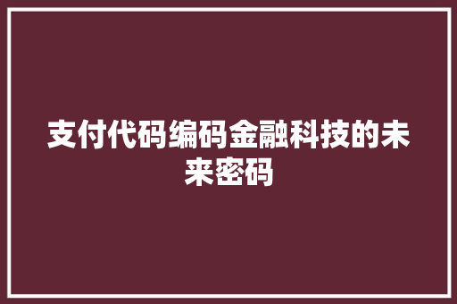 支付代码编码金融科技的未来密码