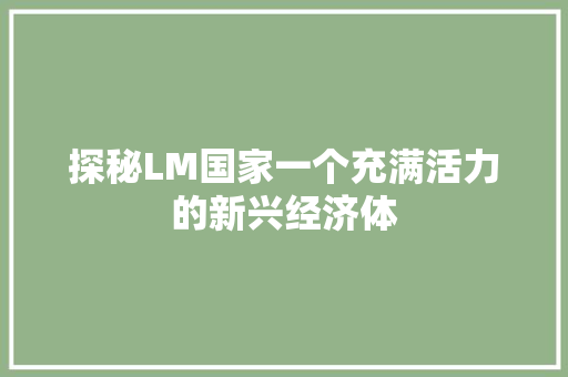 探秘LM国家一个充满活力的新兴经济体