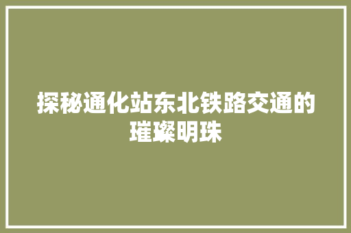 探秘通化站东北铁路交通的璀璨明珠