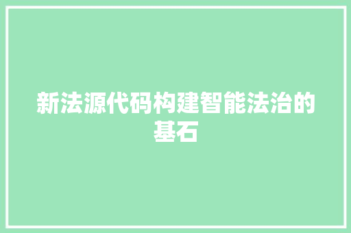 新法源代码构建智能法治的基石