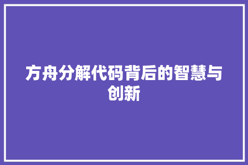 方舟分解代码背后的智慧与创新