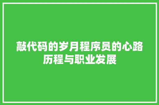 敲代码的岁月程序员的心路历程与职业发展