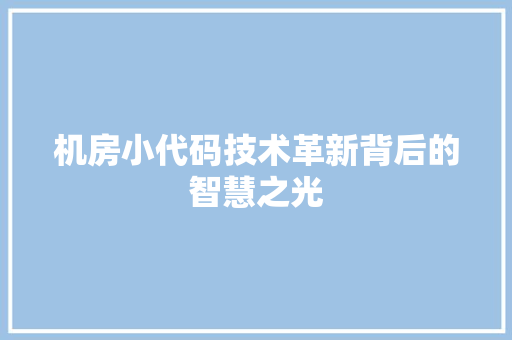 机房小代码技术革新背后的智慧之光