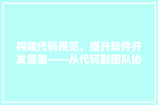 构建代码规范，提升软件开发质量——从代码到团队协作的全面讨论