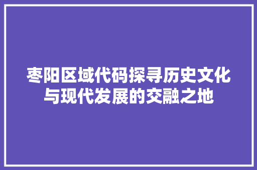 枣阳区域代码探寻历史文化与现代发展的交融之地