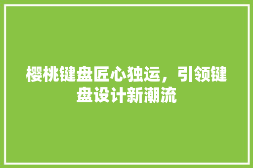 樱桃键盘匠心独运，引领键盘设计新潮流