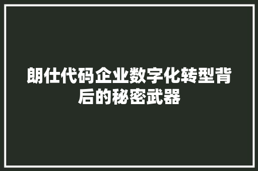 朗仕代码企业数字化转型背后的秘密武器