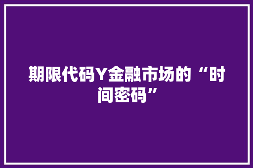 期限代码Y金融市场的“时间密码”