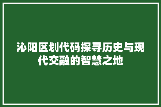 沁阳区划代码探寻历史与现代交融的智慧之地