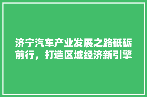 济宁汽车产业发展之路砥砺前行，打造区域经济新引擎