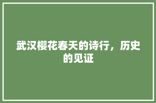 武汉樱花春天的诗行，历史的见证