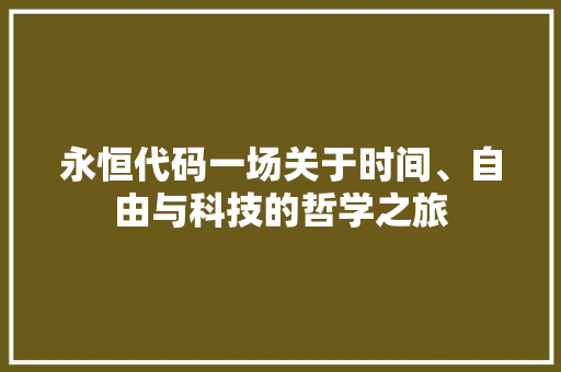 永恒代码一场关于时间、自由与科技的哲学之旅