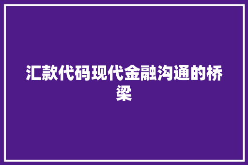汇款代码现代金融沟通的桥梁