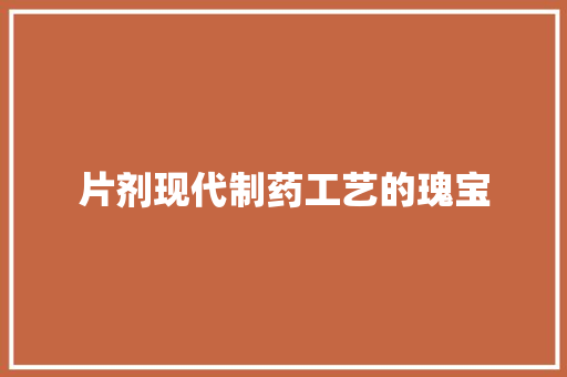 片剂现代制药工艺的瑰宝