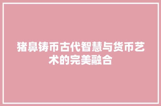 猪鼻铸币古代智慧与货币艺术的完美融合