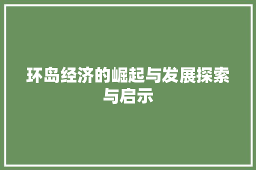 环岛经济的崛起与发展探索与启示
