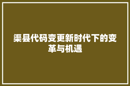 渠县代码变更新时代下的变革与机遇