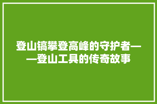登山镐攀登高峰的守护者——登山工具的传奇故事