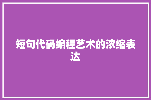 短句代码编程艺术的浓缩表达