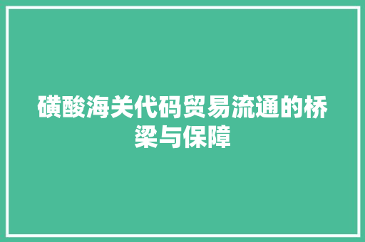 磺酸海关代码贸易流通的桥梁与保障