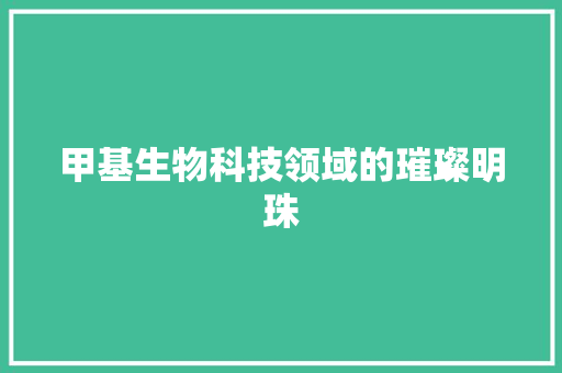 甲基生物科技领域的璀璨明珠