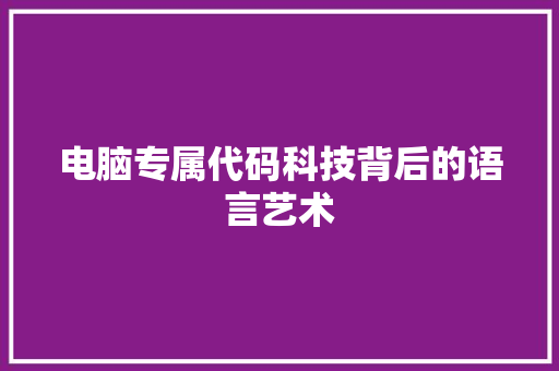 电脑专属代码科技背后的语言艺术