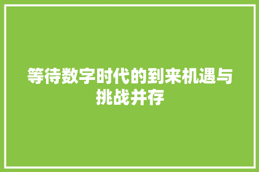 等待数字时代的到来机遇与挑战并存