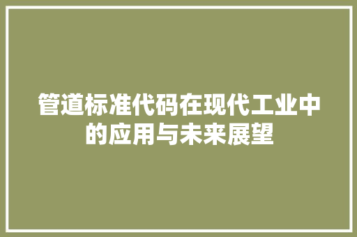 管道标准代码在现代工业中的应用与未来展望
