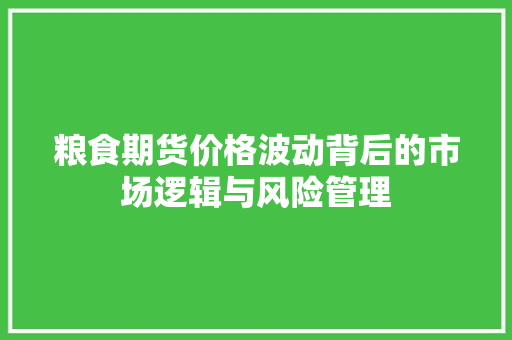 粮食期货价格波动背后的市场逻辑与风险管理