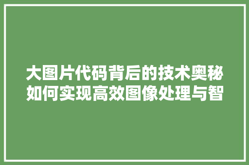 大图片代码背后的技术奥秘如何实现高效图像处理与智能分析
