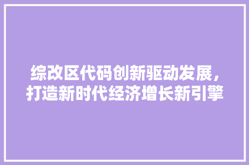 综改区代码创新驱动发展，打造新时代经济增长新引擎