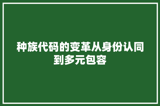 种族代码的变革从身份认同到多元包容