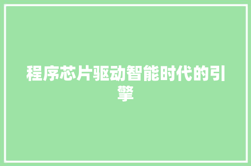 程序芯片驱动智能时代的引擎