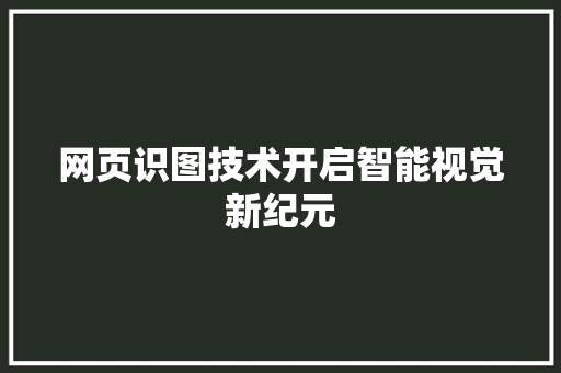 网页识图技术开启智能视觉新纪元
