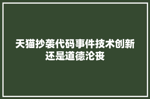 天猫抄袭代码事件技术创新还是道德沦丧