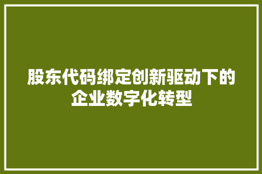 股东代码绑定创新驱动下的企业数字化转型