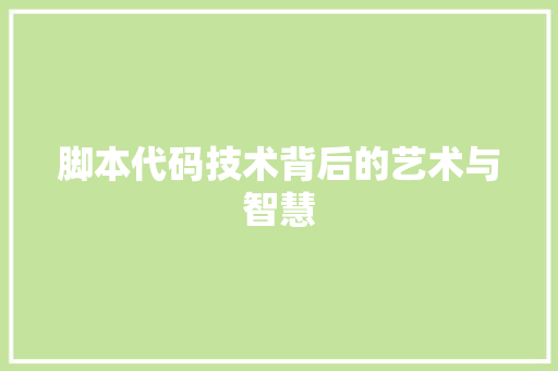 脚本代码技术背后的艺术与智慧