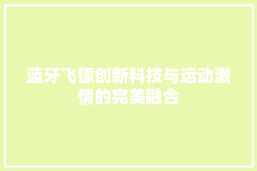 蓝牙飞镖创新科技与运动激情的完美融合