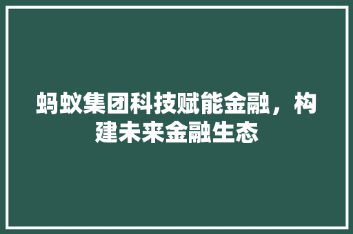 蚂蚁集团科技赋能金融，构建未来金融生态