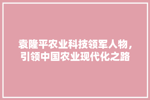 袁隆平农业科技领军人物，引领中国农业现代化之路