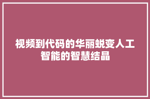 视频到代码的华丽蜕变人工智能的智慧结晶