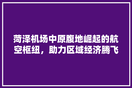 菏泽机场中原腹地崛起的航空枢纽，助力区域经济腾飞