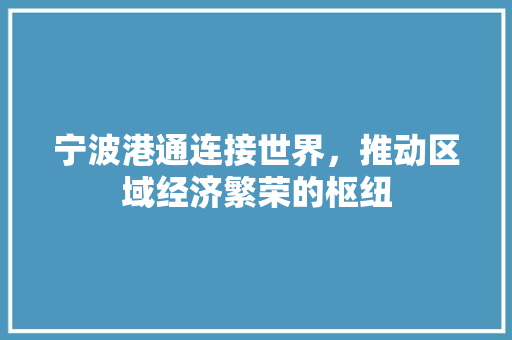 宁波港通连接世界，推动区域经济繁荣的枢纽